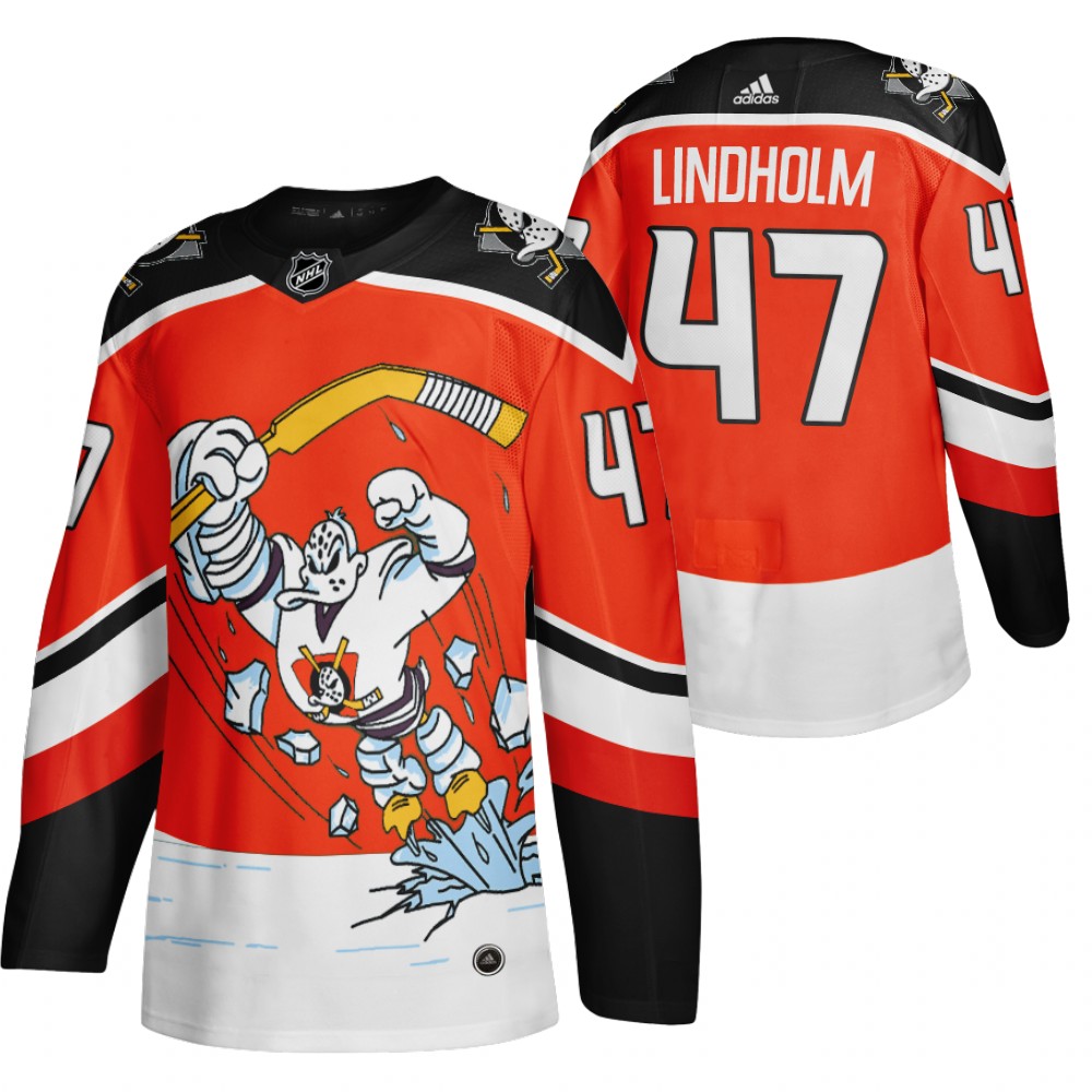 2021 Adidias Anaheim Ducks 47 Hampus Lindholm Red Men Reverse Retro Alternate NHL Jersey